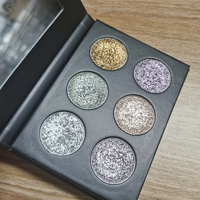 Palette de fards à paupières métalliques vegan personnalisables en gros, 6 couleurs, avec étiquette privée