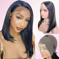 Perruques Lace Front Transparentes Lisses pour Femmes Noires, Longues, Densité 250%, Closure 4x4, Cheveux Humains Pré-Pluckés, Perruque Indienne