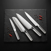 Ensemble de couteaux de cuisine en acier inoxydable à manche creux ultra-affûté avec logo personnalisé, prix d'usine de haute qualité