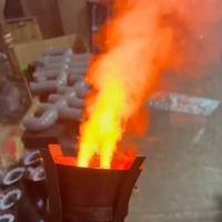Accessoires de scène : Lampes à flamme en forme de cheminée avec effet de torche atomisée et lumière de motif, et torche de supporter à effet de vague de fumée rouge lumineuse