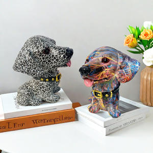 Creative Retro Sitting Big Head <b>Dog</b> Ugly Cute Ornament Living Room Entrance Wine Cabinet Decoration Resin Handicraft Artistic - Product Image 2