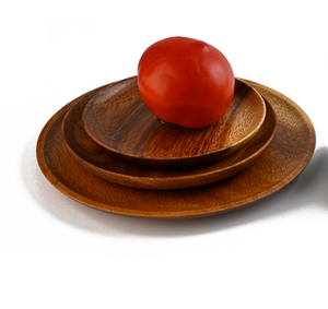 Vajilla <span class=keywords><strong>de</strong></span> madera Natural para servir comida, plato <span class=keywords><strong>de</strong></span> madera <span class=keywords><strong>de</strong></span> Acacia redonda reutilizable y plato para aperitivos y carne - Product Image 2