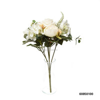 Bouquet de fleurs artificielles en soie rose pêche, 6 têtes, réaliste, rose, pivoine, hortensia, centre de table 31 cm, Pâques, décoration maison - Vente chaude