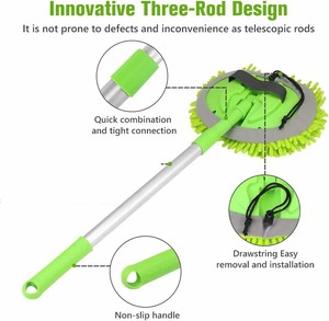 Nouvelle brosse de nettoyage de <span class=keywords><strong>sol</strong></span> 2-en-1 imperméable, manche en alliage d'aluminium de 151 cm, <span class=keywords><strong>balai</strong></span> serpillière en chenille amovible <span class=keywords><strong>pour</strong></span> <span class=keywords><strong>le</strong></span> lavage de voiture - Product Image 3