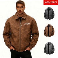Veste décontractée polyvalente en daim PU style rétro américain pour homme, coupe ample, avec fermeture éclair avant, coupe-vent, idéale pour le printemps, ODM