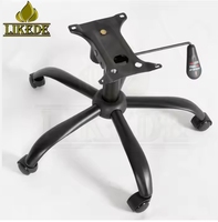 Base de chaise de bureau et de gaming en fer noir mat avec revêtement en poudre, réglable en hauteur, rotative, à cinq griffes, avec roulettes