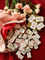 Set Mahjong Amerika Pink Mother Pearl Desain Vintage 160/166 Ubin Akrilik Kustom Gaya Budaya Hadiah Pesta Keluarga