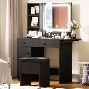 Tocador pequeño <span class=keywords><strong>de</strong></span> madera para dormitorio <span class=keywords><strong>de</strong></span> <span class=keywords><strong>maquillaje</strong></span> <span class=keywords><strong>de</strong></span> vidrio flotado con espejo y cajón Led <span class=keywords><strong>de</strong></span> luz <span class=keywords><strong>de</strong></span> cuerpo entero - Product Image 3