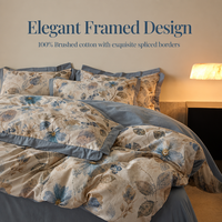 Ensemble de literie 100% coton, bordure à volants florale brossée, 4 pièces, style vintage français, housse de couette chaude pour l'hiver