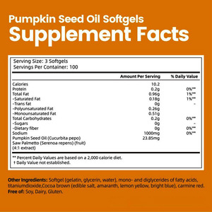 Cápsulas de Aceite de Semilla de Calabaza de 1000 mg con Saw Palmetto - Soporte Natural para la Salud de la Próstata y el Crecimiento del Cabello para Adultos - 300 Cápsulas - Product Image 2