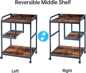 Support d'imprimante mobile 22x18 pouces avec roues <span class=keywords><strong>pour</strong></span> étagère de rangement de tour de <span class=keywords><strong>PC</strong></span> de bureau à domicile brun rustique - Product Image 5