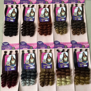 Nouvelles tresses au crochet en <span class=keywords><strong>spirale</strong></span> 3X, fibre haute température, boucles italiennes soyeuses, style queue de cheval, <span class=keywords><strong>cheveux</strong></span> en vrac, 24 pouces, <span class=keywords><strong>cheveux</strong></span> à tresser bouclés à la française - Product Image 1
