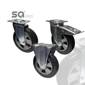 Guangdong Manufacture High Quality Heavy Duty Aluminum Core 4 5 6 8 10 Inch Rubber Caster Wheels 7 Inch Trolley Wheel