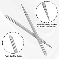 2 pièces - Poussoir et éliminateur de cuticules en acier inoxydable pour ongles des mains/des pieds - Soins professionnels de la pédicure - Nettoyage des ongles portable