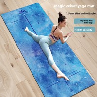 Tapis de yoga en microfibre de 80 cm de large, effet daim, écologique, durable, antidérapant, en caoutchouc, portable, pliable, 5 mm d'épaisseur, inodore, silencieux