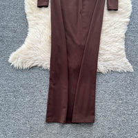 Robe longue élégante pour femme WIWT, à manches longues, avec strass, découpe à la taille, moulante, pour soirée, tenue décontractée, robes décontractées