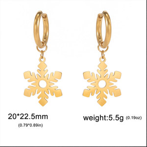 Luxury 14k 18k Gold Plated 316L Stainless Steel <b>Titanium</b> Fashion Drop Jewelry Snowflake Earrings for Women - Product Image 5