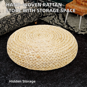Hot-Selling High Quality Rattan Hand-Woven Cushions Space-Saving <b>Storage</b> Modern Craftsman Design Living Room Bedroom Hotel <b>Stool</b> - Product Image 2
