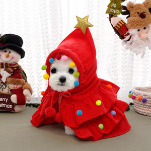Stock de Noël Robe Chapeau Père Noël Cape et Cape d'arbre de Noël avec étoile et pompons pour animal de compagnie <span class=keywords><strong>Chiot</strong></span> Père Noël Cadeaux Tenue de Noël - Product Image 5