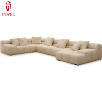 Elegante Sofá Seccional con Múltiples Cojines y Tapicería Suave para la Organización del Espacio de Ocio en el Hogar, para Salas de Estar