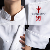 Veste de chef en coton, uniforme de mécanicien mao, chemise de travail, manteau de chef, motif de photos, uniforme de cuisine, uniforme de chefs heureux