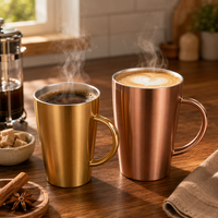 Mug à café isotherme double paroi en acier inoxydable 304, 300 ml, épais, pour usage domestique et commercial, style Instagram moderne, idéal comme cadeau