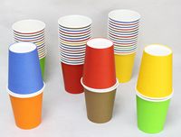Gobelet en papier décoratif pour fête, simple paroi, logo personnalisé imprimé, revêtement PE, pour mariage, anniversaire, gobelet jetable pour boissons, en gros