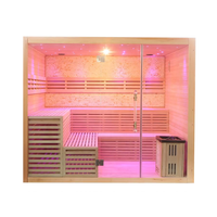 Ruang Sauna Uap Kayu Hemlock Modern Mewah untuk 4-6 Orang dengan Kompor dan Batu Budaya untuk Penggunaan di Villa