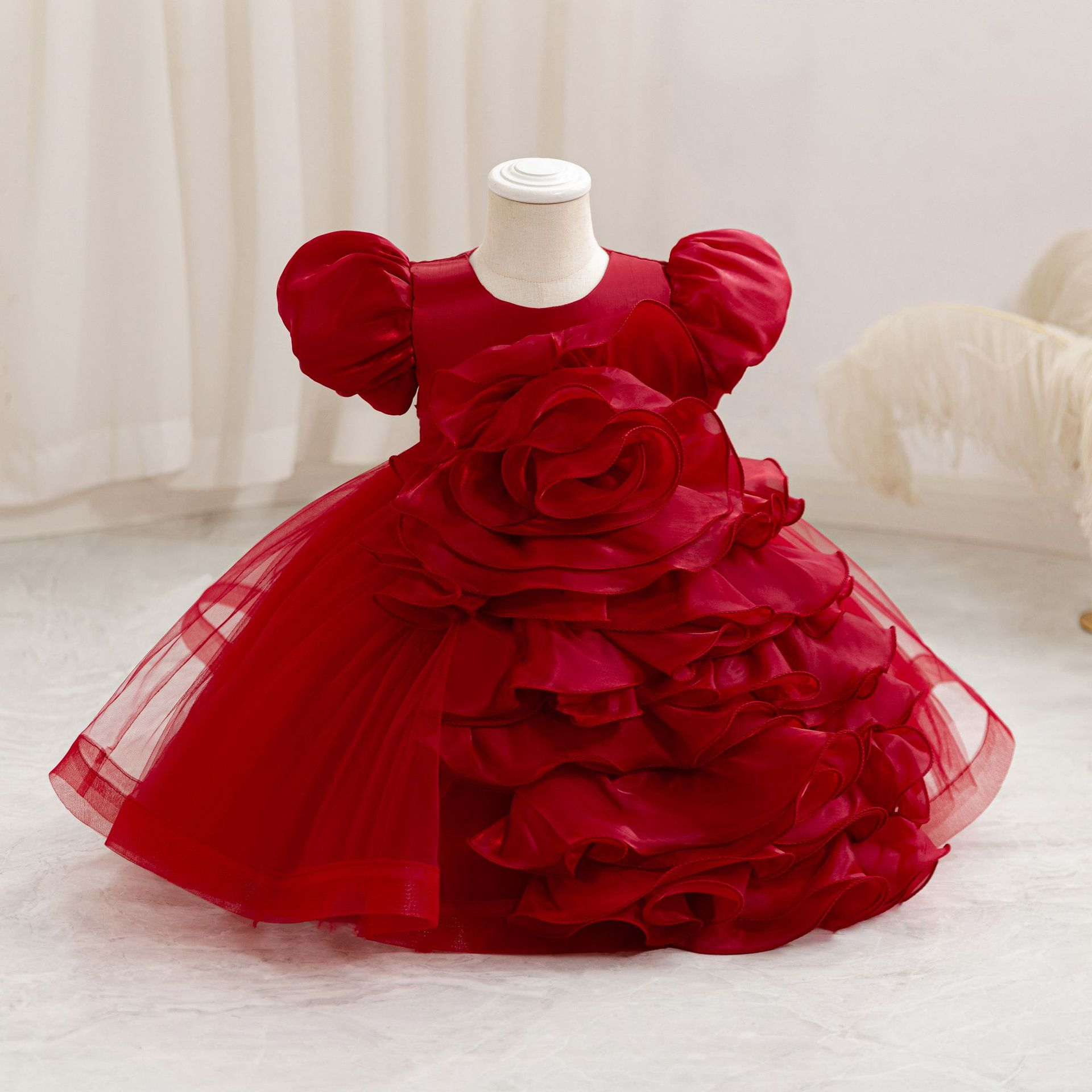 strapless open back dress Cupcake dress red and pink  Mad Mod Shop