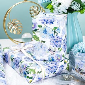 Papel de embalaje de cobre con estampado de hortensias moradas originales para el Día de la Madre y bodas - Product Image 3