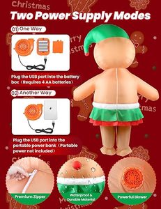 Costume gonflable de Noël et d'Halloween pour tout le corps, drôle et mignon, pour fête costumée, costume gonflable d'elfe et de bonhomme en pain d'épices - Product Image 4