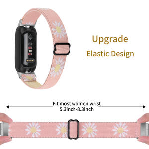 <span class=keywords><strong>Montre</strong></span>-bracelet intelligente pour femmes 12mm Straps pour <span class=keywords><strong>Fitbit</strong></span> Inspire 3 Sport Nylon Elastic Basketweave Watch Band - Product Image 3