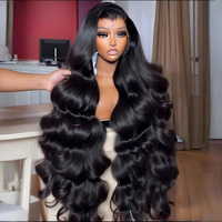 Perruque complète sans colle 13x6 Body Wave Deep Curly, perruque brésilienne naturelle HD Lace Front de 34 pouces, perruques pour femmes noires