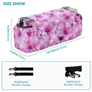 Sac de rangement de voyage imperméable à imprimé floral hawaïen Hau, organisateur de poussette suspendu personnalisé, sac à couches pour l'extérieur - Product Image 3
