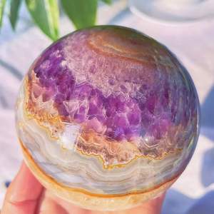 Venta al por mayor de nuevas bolas de ágata de amatista natural con rayas, esferas de cristal de cuarzo curativas para decoración del hogar y regalos - Product Image 2
