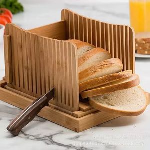 Bamboo <b>Bread</b> Slicer Wood <b>Knife</b> Holder Kitchen <b>Bread</b> Cutter For Toast Storage Tray - Product Image 1