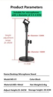 Support de microphone de bureau réglable à prix abordable avec base ronde stable