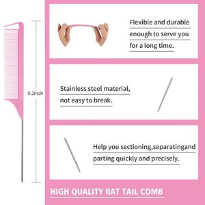 Juego de cepillos de pelo personalizados, cepillo de borde de pelo de doble cara, peine suave, peine de cola de rata con pinza de pico de pato - Product Image 3