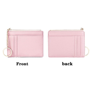 Rosa Carino Piccolo Supporto di Carta di Cuoio del Raccoglitore della Ragazza Della Borsa Della Moneta Delle Donne Sottile <span class=keywords><strong>Con</strong></span> Portachiavi - Product Image 4