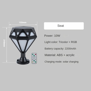 Nouveau 10W charge solaire RGB LED pilier lampe 2200MAH télécommande et contrôle de la lumière étanche IP67 éclairage de jardin extérieur - Product Image 3