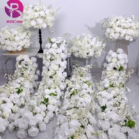Fleurs de mariage décoration blanc rouge soie artificielle Rose fleur rangée chemin de table centres de table