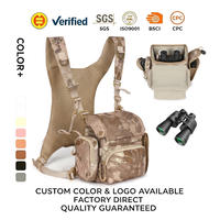 Harnais de poitrine tactique camouflage pour jumelles, sac de poitrine réglable pour jumelles d'extérieur avec pochettes détachables pour la chasse en journée