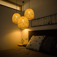 Nouveau lustre en bambou fait à la main, luminaire suspendu en osier