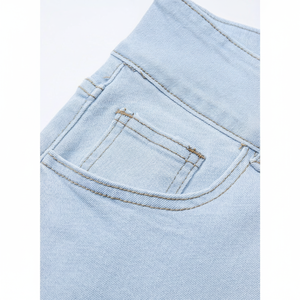 Jeans de mujer de tiro alto y pierna recta 2025, transpirables, estilo boyfriend, con bolsillos, talla XL, azul claro, tacto suave. - Product Image 1