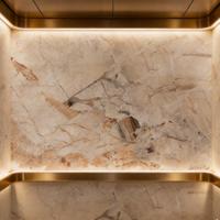 Style Chaleureux et Raffiné, Grande dalle de marbre naturel beige-brun clair, idéale pour les espaces résidentiels modernes et chaleureux.