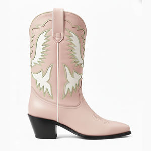 <span class=keywords><strong>Bottes</strong></span> de cow-girl occidentales personnalisées WETKISS vertes et blanches, <span class=keywords><strong>bottes</strong></span> à talon haut épais mi-mollet pour femme, <span class=keywords><strong>bottes</strong></span> de cow-boy brodées pour l'été - Product Image 3
