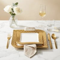 Assiettes de table de luxe 8/10/12 pouces en porcelaine blanche, or et argent pour fêtes, mariages et restaurants – Ensemble de vaisselle en céramique