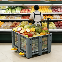 Palette en plastique, boîte en maille empilable, recyclable, 1200*1000*760mm, pour le transport de légumes et de fruits, logistique