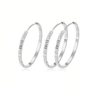 Orecchini a Cerchio in Oro Bianco E4264, Design Geometrico, Stile Classico, Gioielli Unisex di Alta Qualità - Product Image 1