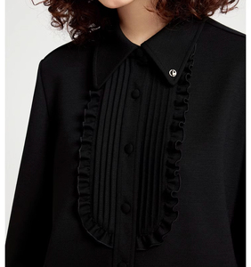 Nuovi Arrivi 2025: <span class=keywords><strong>Camicia</strong></span> Casual da <span class=keywords><strong>Donna</strong></span> Vintage Primaverile <span class=keywords><strong>Nera</strong></span> in 100% <span class=keywords><strong>Lino</strong></span> a Maniche Lunghe con Volant, Abbigliamento Personalizzato - Product Image 5